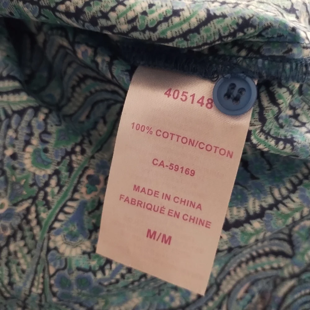 LIBERTY Blue Feather Paisley Cotton Shirt M - Picture 5 of 5